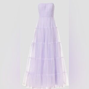 Zac Posen Strapless Tiered Tulle Gown in Pale Lavender